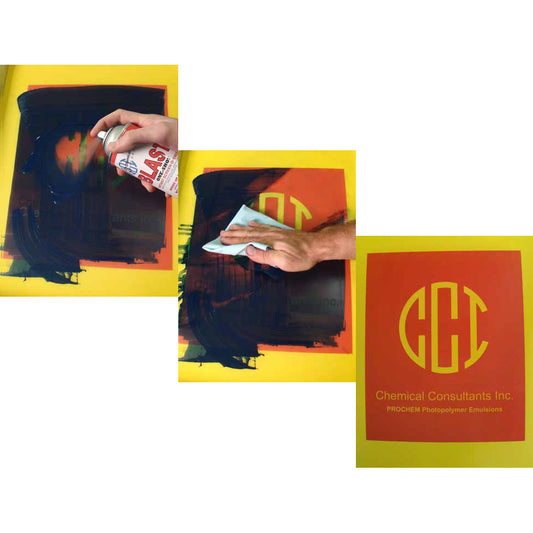 CCI Blast One Shot Screen Opener chemical container with label and nozzle for screen opening applications.