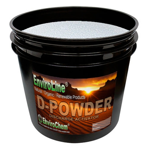 D-Powder Discharge Activator agent for inks, CCI brand, shown in a large 2-ton container with powder inside.