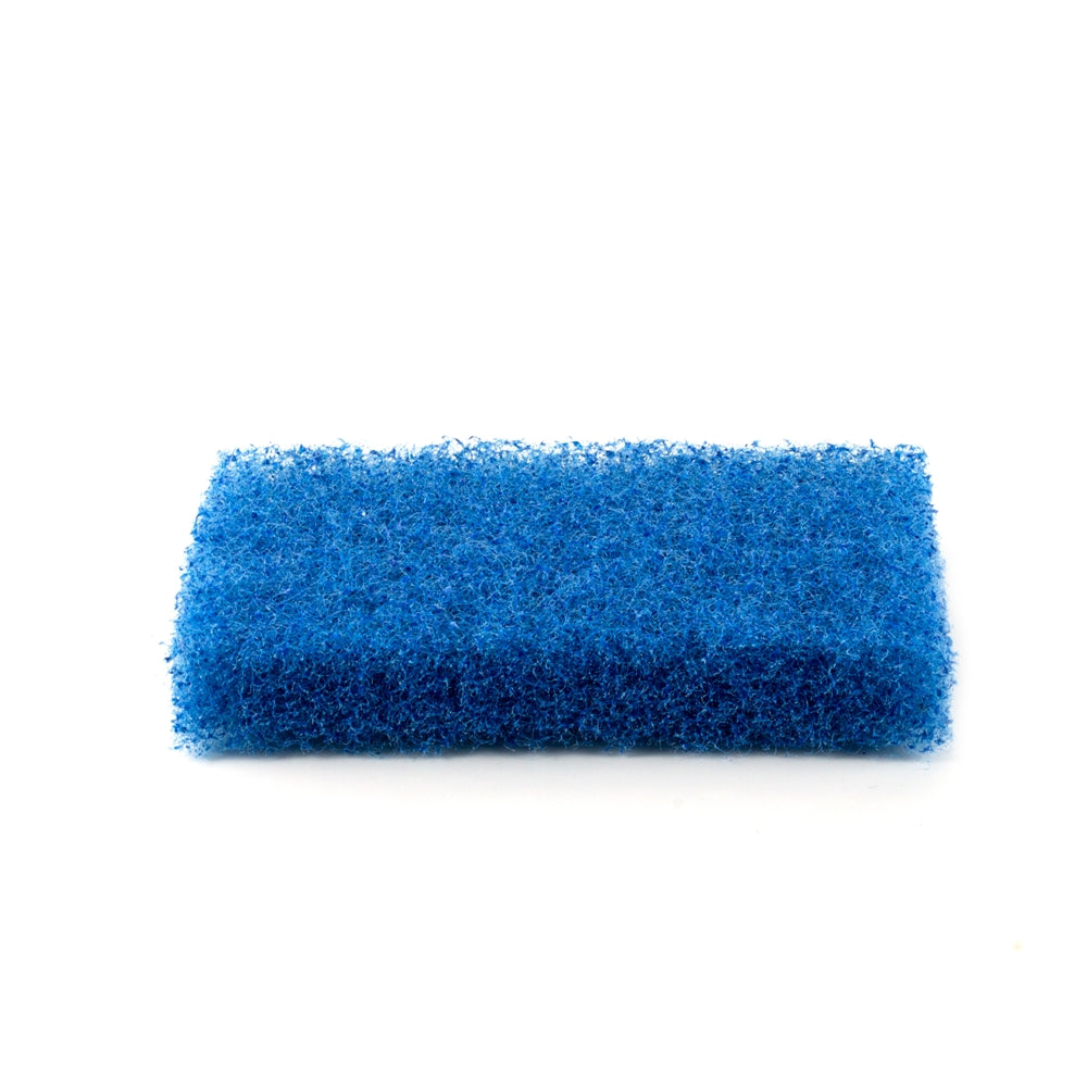 Blue scrub brush pad accessory from ScreenBurning.com, designed for cleaning and scrubbing surfaces effectively.