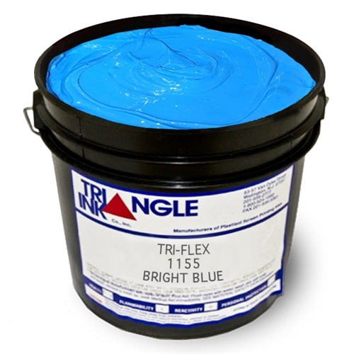 Bright blue Triangle Plastisol Ink in a container, ideal for screen printing, with vibrant color and smooth consistency.