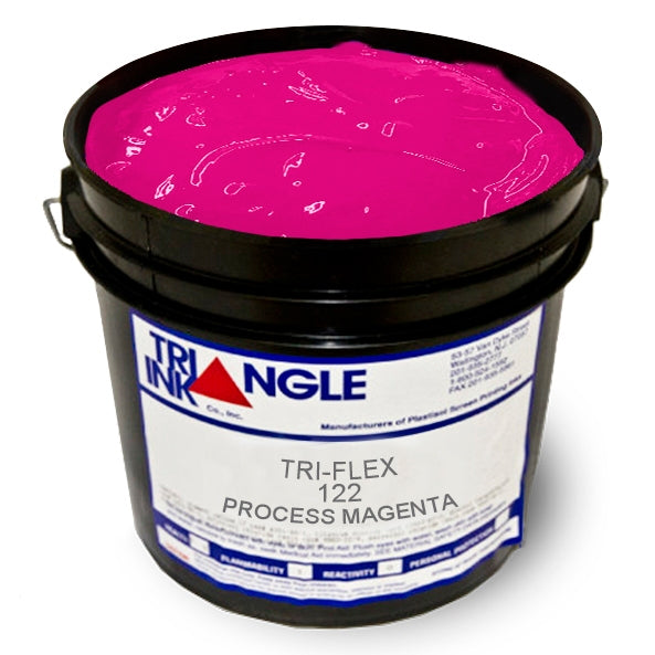 Triangle Plastisol Ink in Process Magenta, a vibrant pink ink suitable for screen printing on textiles and fabrics.