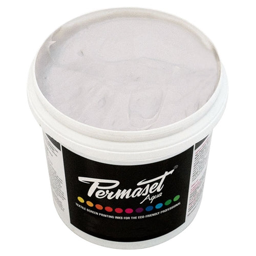 Permaset Aqua Standard Ink print paste extender, water-based ink product for screen printing, shown in a clear container.