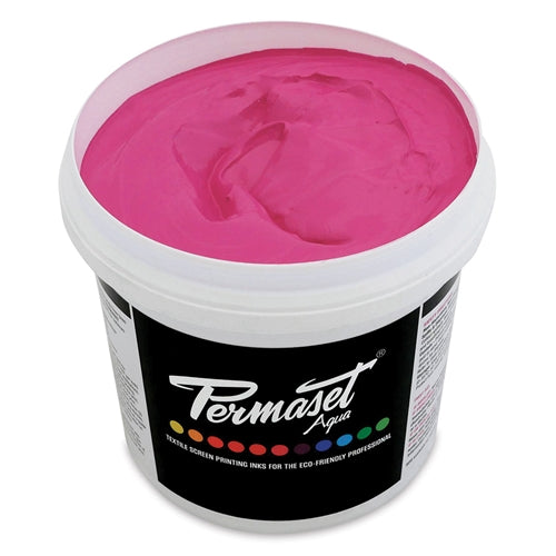 Permaset Supercover HSA Rose ink bottle, vibrant pink fabric or screen printing ink, with label visible for textile and art printing.