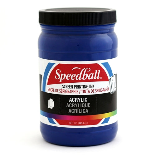 Speedball Ultra Blue acrylic ink in a bottle, vibrant blue color, ideal for art and craft projects.