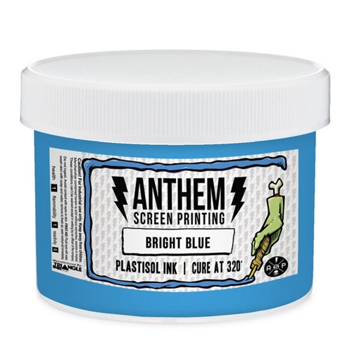 Bright blue Triangle Plastisol Ink in a two-tank package, designed for screen printing with vibrant, durable color.