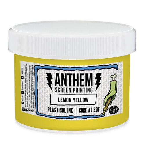 Triangle Plastisol Ink in Lemon Yellow, a bright yellow printing ink for textiles and screen printing applications.