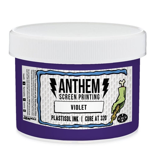 Triangle Plastisol Ink in violet, 2-quart container, high-quality screen printing ink for vibrant fabric designs.