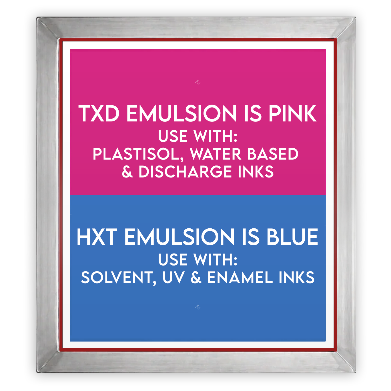 18x20 inch pre-burned screen for screen printing from ScreenBurning.com, showing the ready-to-use emulsion layer.