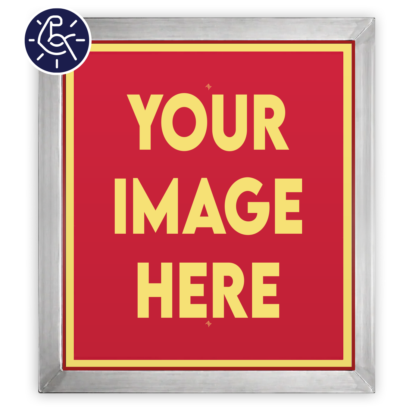 Pre-burned 18x20 inch screen from ScreenBurning.com, used for screen printing and graphic design projects.