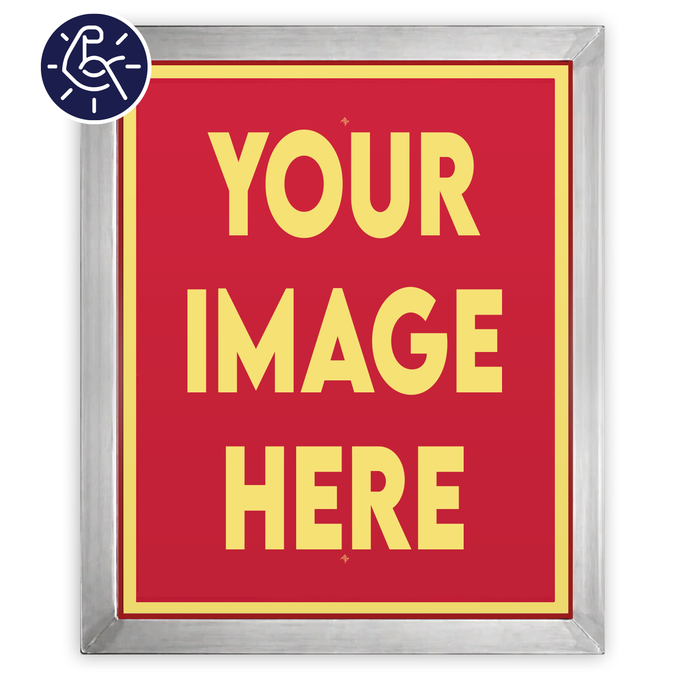 Pre-burned 20x24-inch screen for screen printing, shown in the image, from ScreenBurning.com.