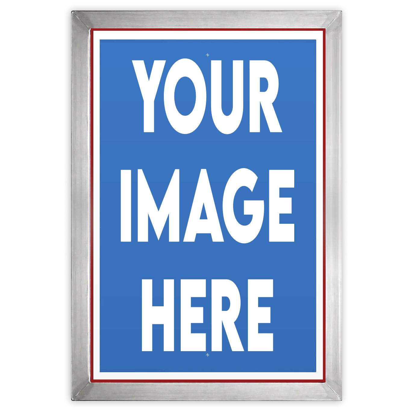 Pre-burned 25x36 inch screen for screen printing from ScreenBurning.com shown in the image.