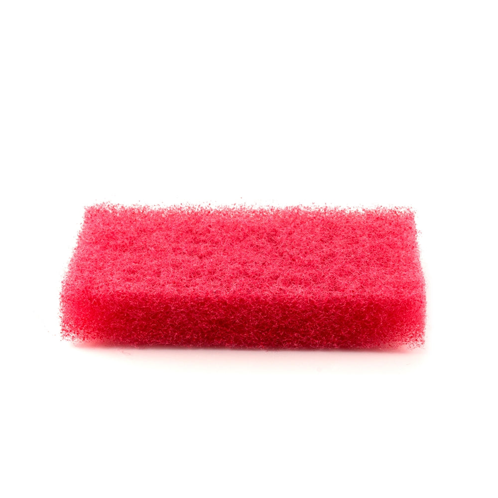 Red scrub brush pad from ScreenBurning.com, a durable cleaning accessory for scrubbing and surface maintenance.