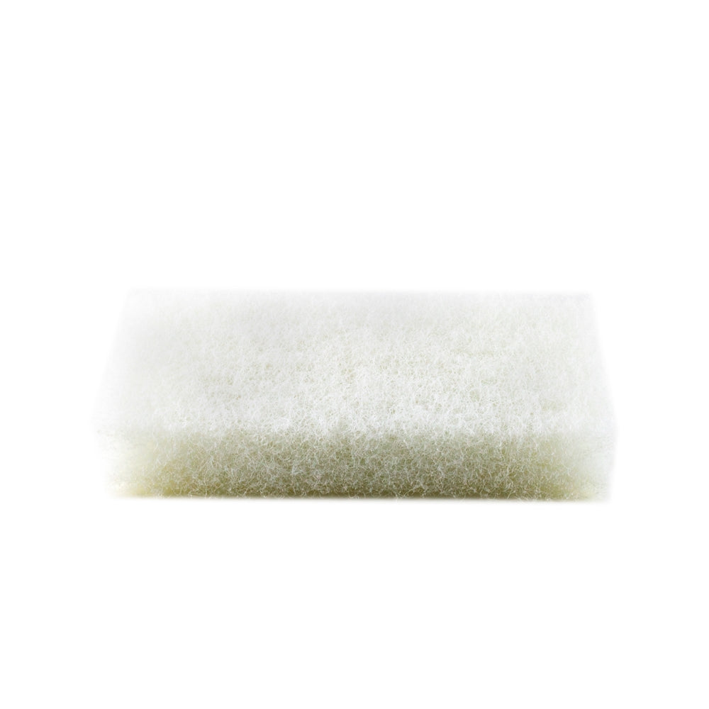 White scrub brush pad accessory from ScreenBurning.com, designed for cleaning and scrubbing surfaces effectively.