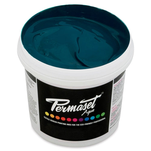 Permaset Aqua Standard Ink in vibrant green B, liquid fabric and screen printing ink with a smooth consistency.