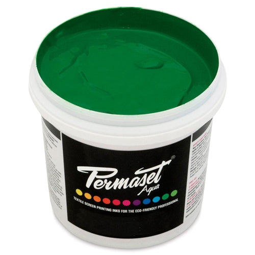 Permaset Aqua Standard Ink in Mid Green, vibrant water-based screen printing ink with a smooth consistency.
