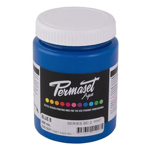 Permaset Supercover HSA Blue B ink in a container, suitable for screen printing and art projects.