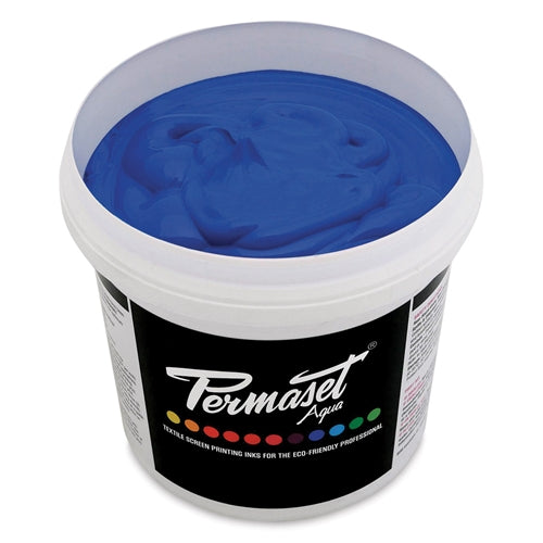Permaset Supercover HSA Blue B ink for screen printing, featuring vibrant blue ink in a professional ink bottle.