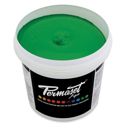 Permaset Supercover HSA ink in mid green, a vibrant textile ink with smooth consistency and excellent coverage for printing.