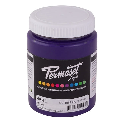 Permaset Supercover HSA purple ink bottle, vibrant water-based fabric ink for screen printing and textile projects.