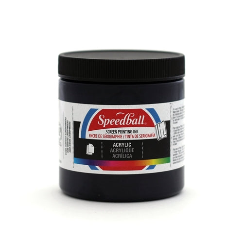 Speedball Black acrylic ink bottle, vibrant black ink for art and illustration, with a clear view of the ink container and label.