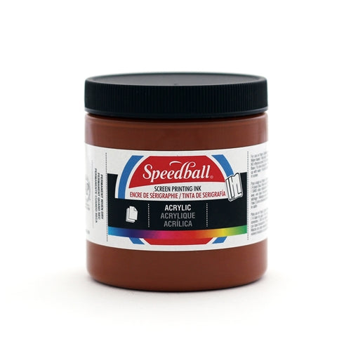 Speedball Brown acrylic ink in a bottle, ideal for artistic and craft projects, featuring the Speedball brand label.