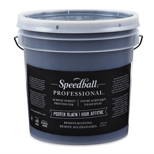 Speedball Acrylic Ink in Poster Black, a smooth-flowing black ink for art and craft projects, shown in a bottle with a black cap.