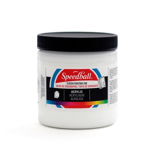 Speedball White acrylic ink in a bottle, suitable for art and craft projects, with a clean, white liquid appearance.
