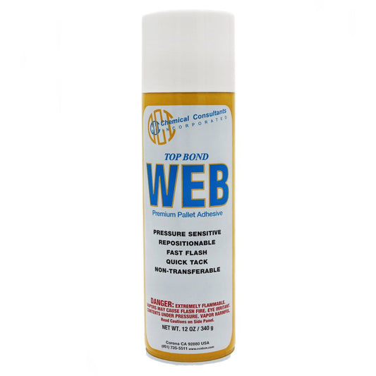 Close-up of CCI Top Bond Web Premium Webbing Adhesive tube, showing the label and nozzle for fabric and webbing bonding applications.
