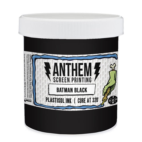 Triangle Plastisol Ink in Batman Black, a rectangular container of black ink for screen printing, branded by Triangle.