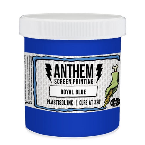Royal blue Triangle Plastisol Ink in a squeeze bottle, ideal for screen printing on textiles and garments.