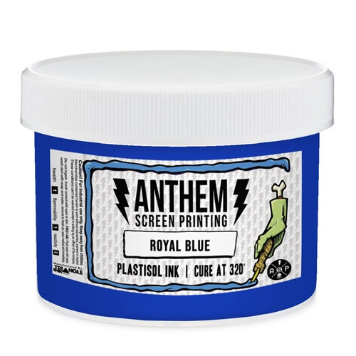 Royal blue Triangle Plastisol Ink in a two-quart container, suitable for screen printing on textiles.